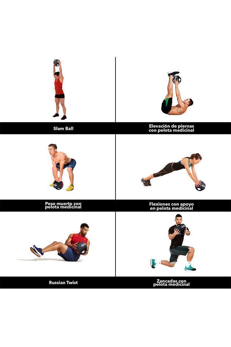 Balón Medicinal Doble Agarre 4 Kg Negro-4