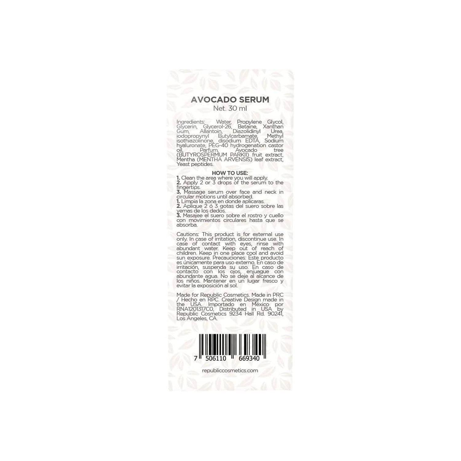 Serum Facial Hidratante de Avocado Republic Cosmetics-3