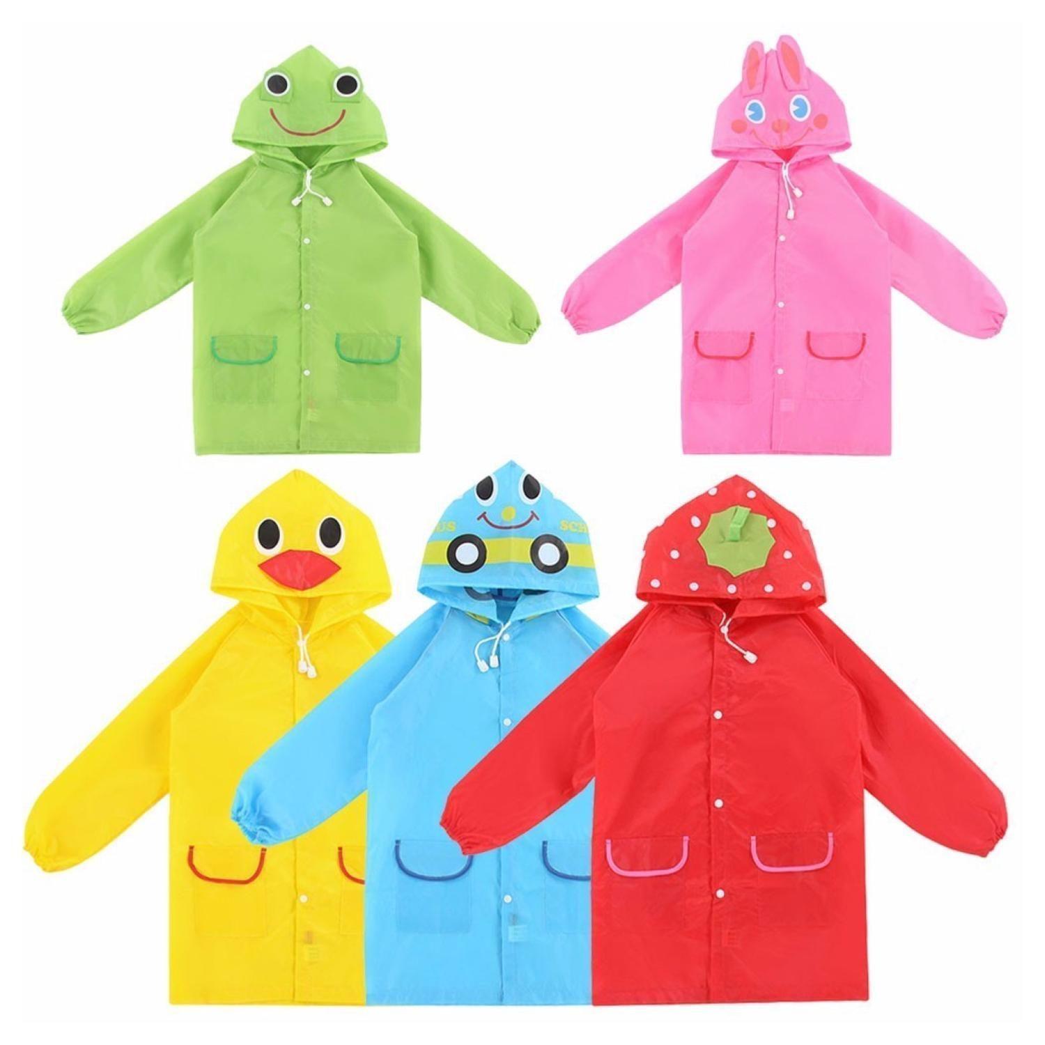 Poncho Impermeable Con Gorro Para Lluvia Infantil Verde-3