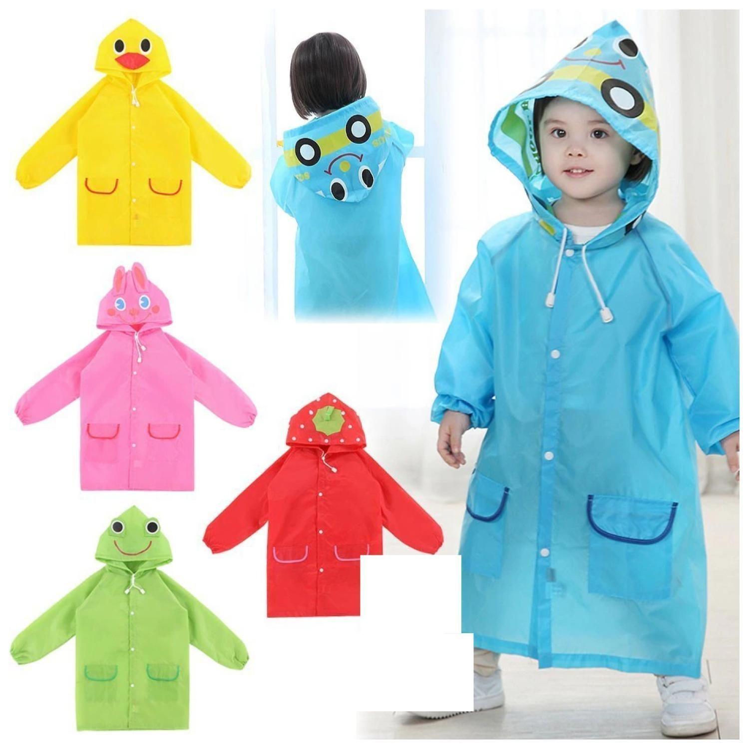 Poncho Impermeable Con Gorro Para Lluvia Infantil Verde-4