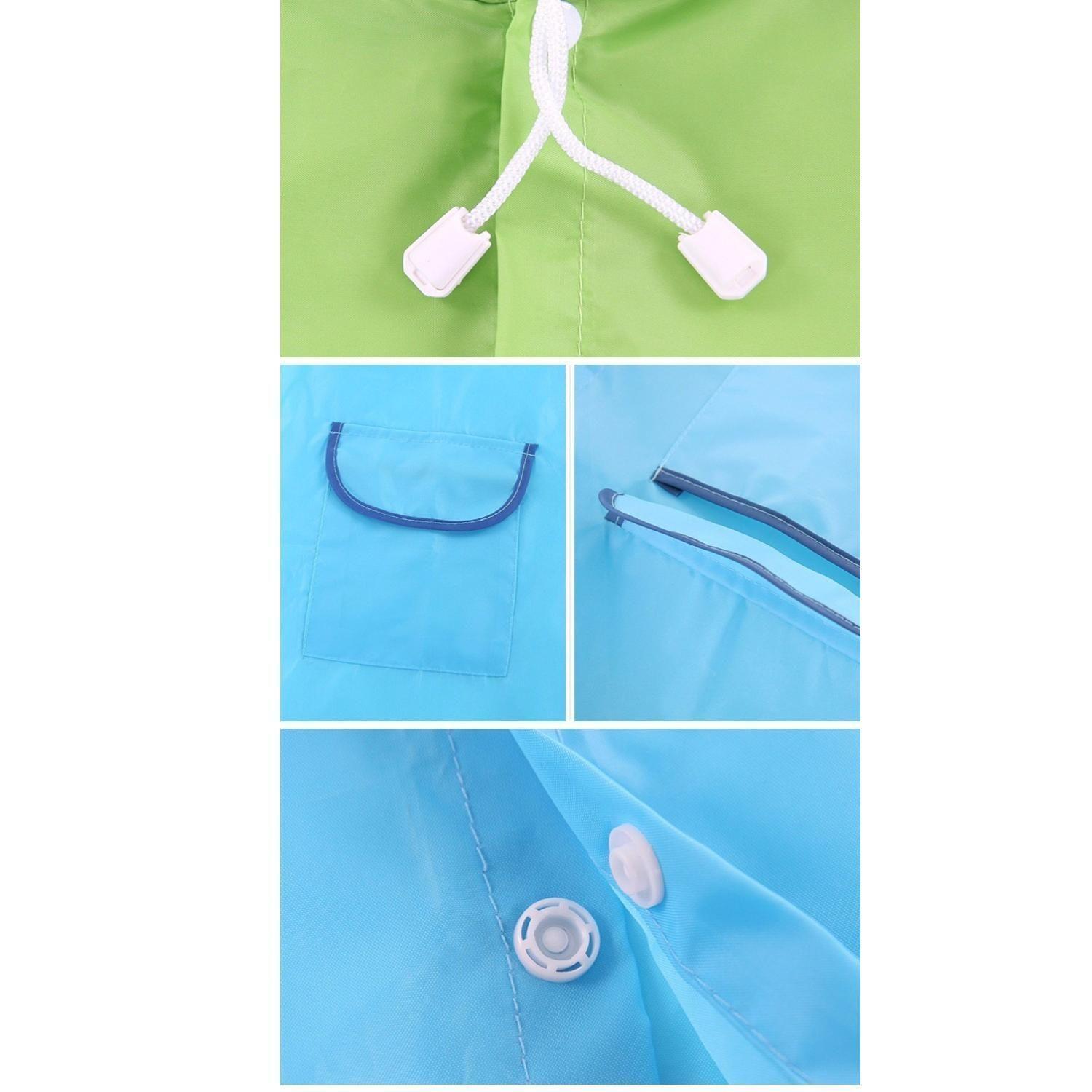 Poncho Impermeable Con Gorro Para Lluvia Infantil Verde-5