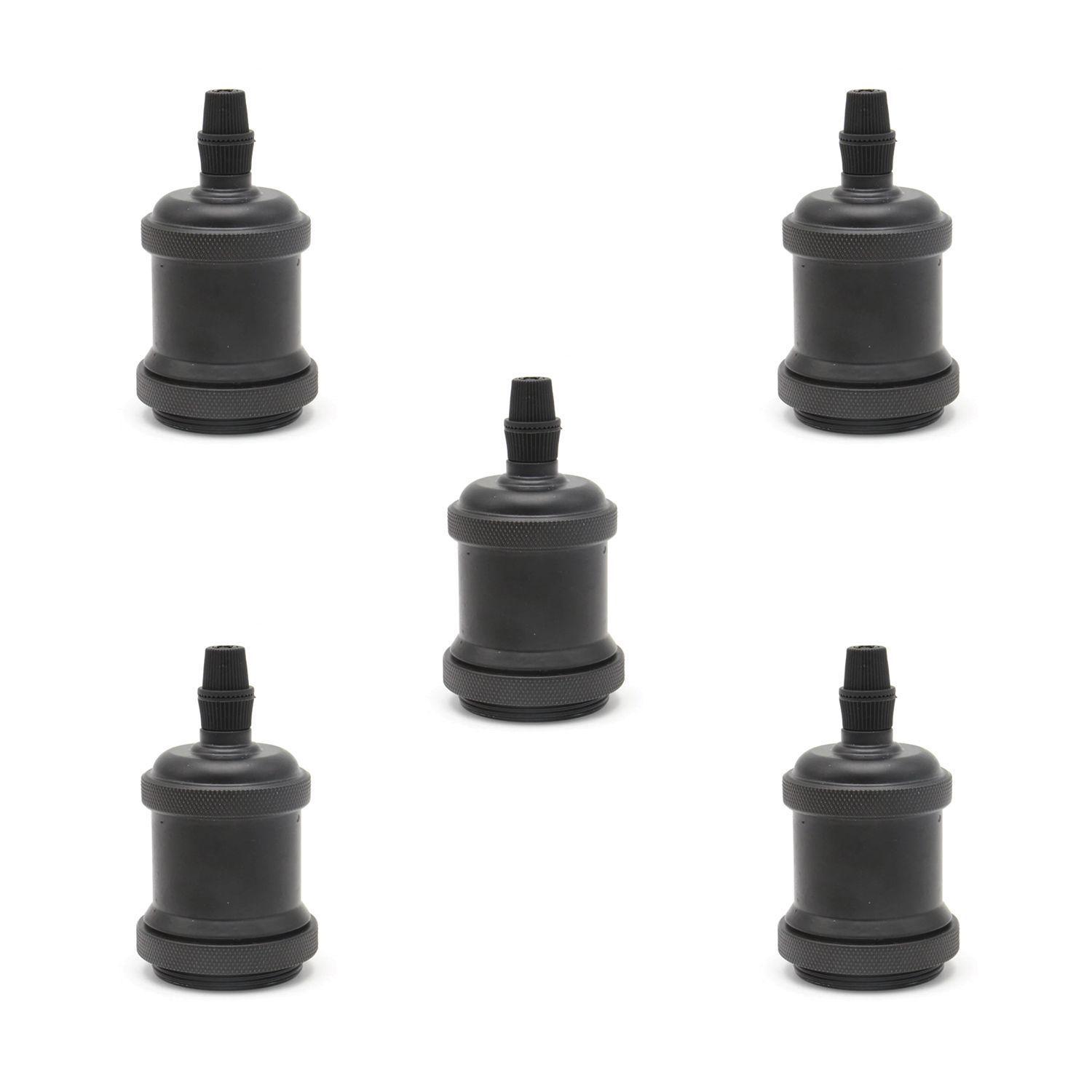 Pack 5 Soquetes E-27 Retro Negro Vintage-0