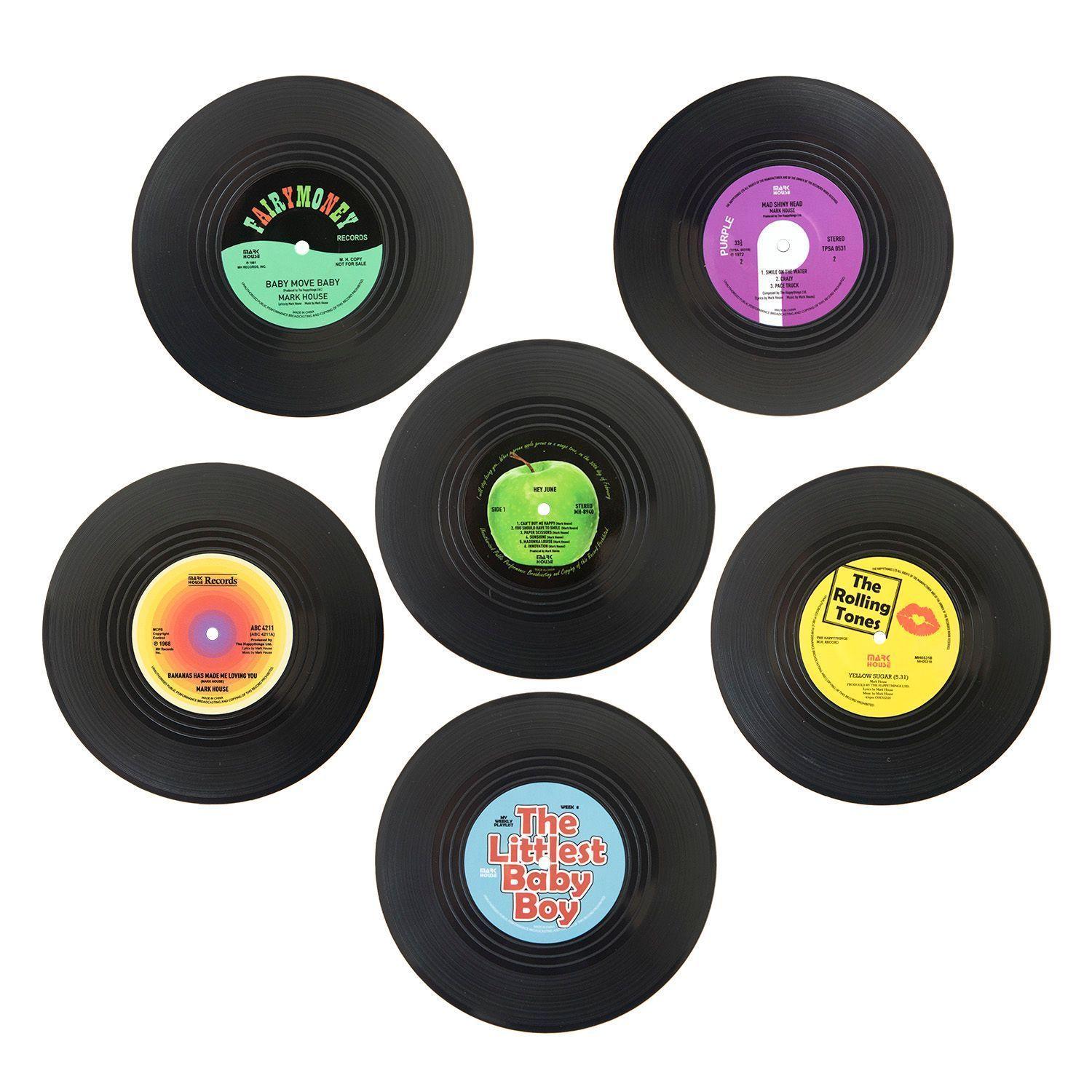 6 posavasos de vinilo retro-1