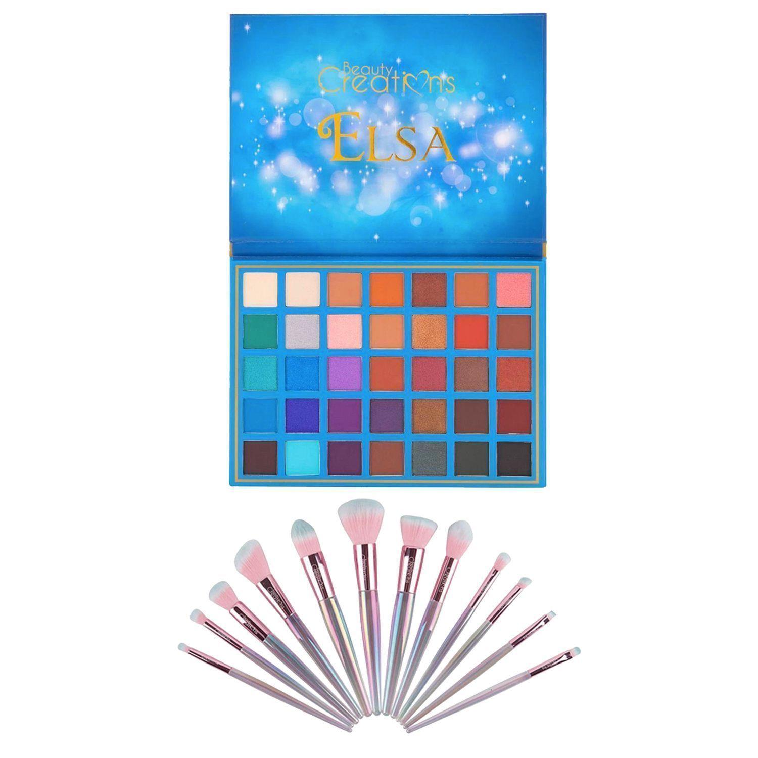 Pack Paleta De Sombra "Elsa" + Set 12 Brochas Holo Fun y Estuche de Beauty Creations-0