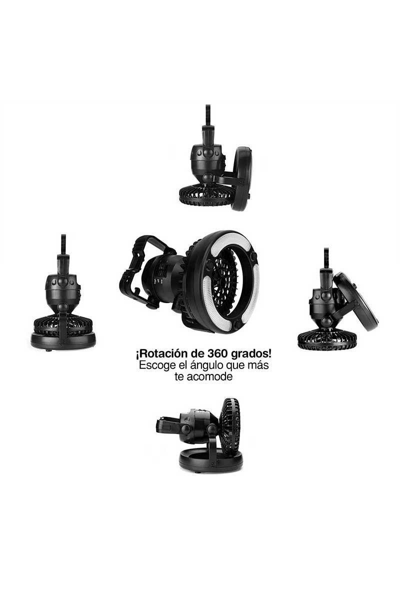 Lámpara LED con Ventilador para Camping Negro-4