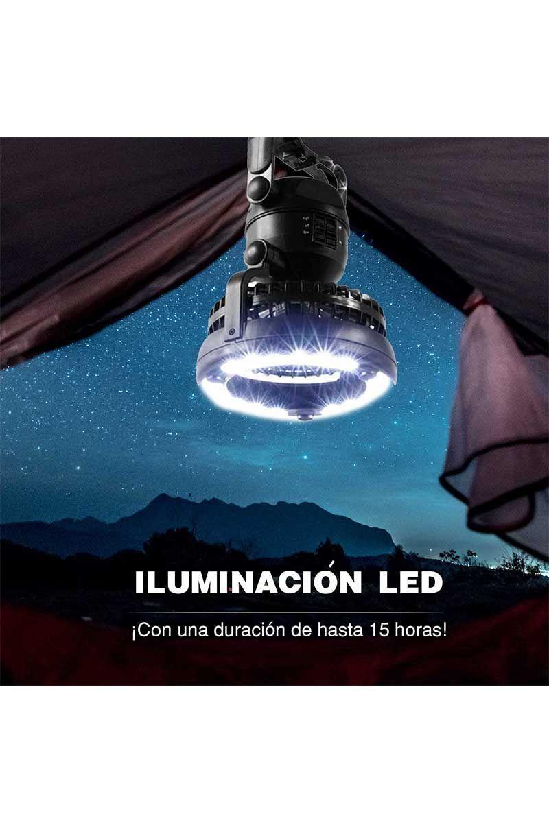 Lámpara LED con Ventilador para Camping Negro-1