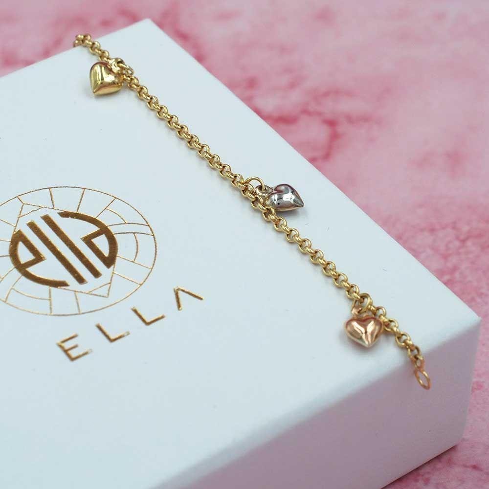 Pulsera con Corazones Oro 18k-2