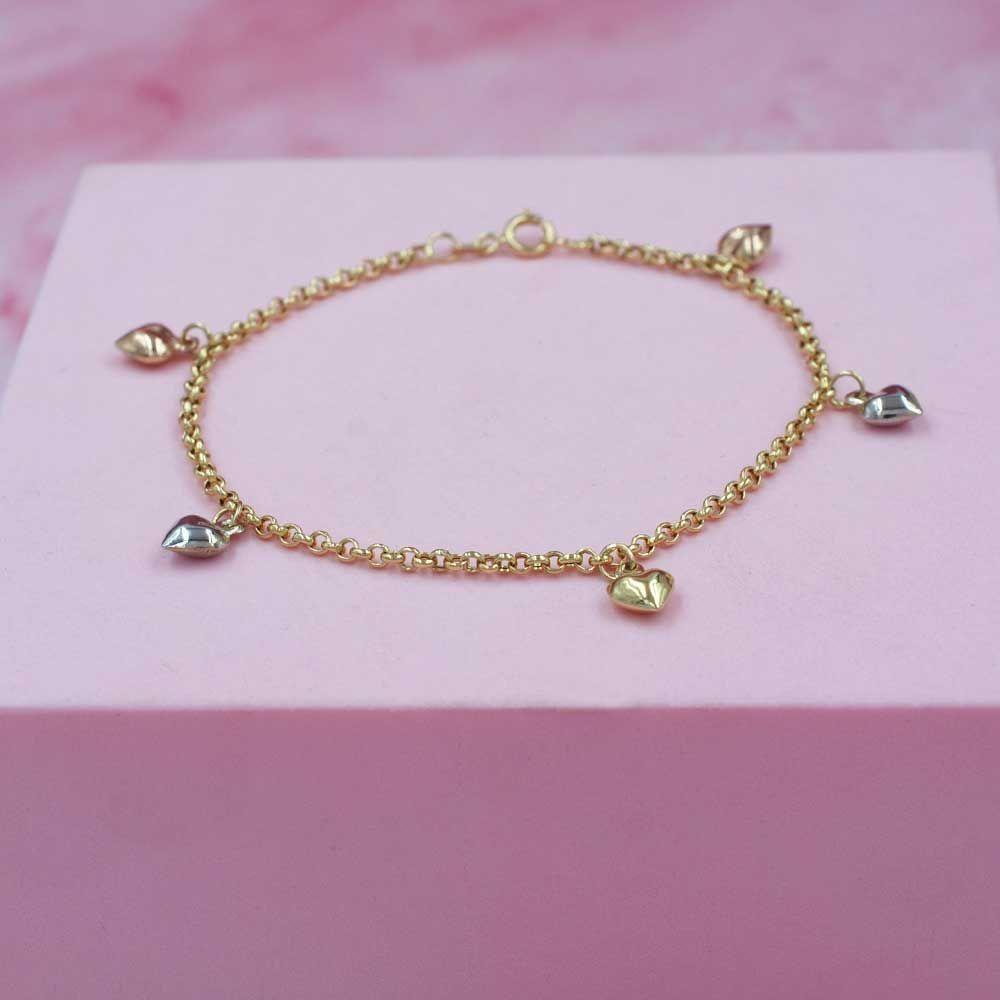 Pulsera con Corazones Oro 18k-1