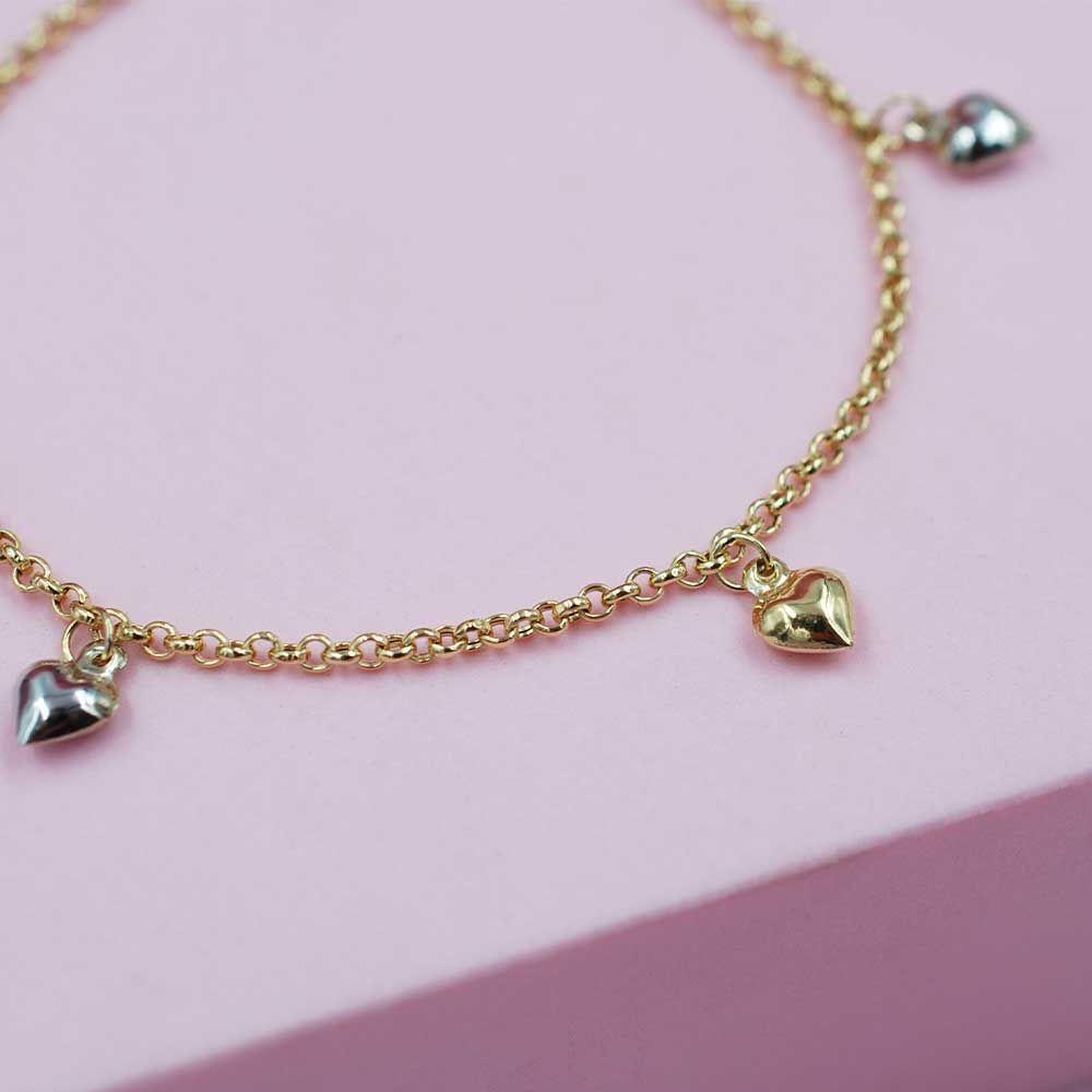 Pulsera con Corazones Oro 18k-0