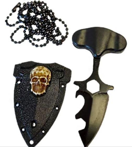 Mini Cuchillo Daga Collar Calavera Tactico Defensa Personal AE58-7