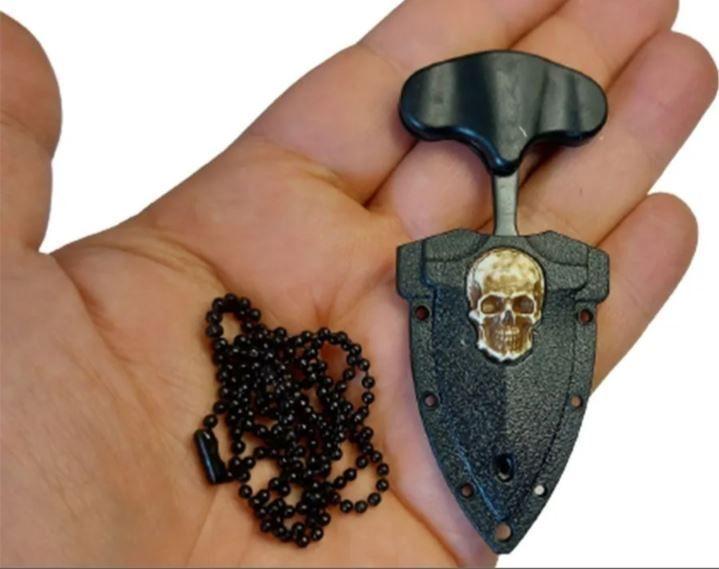 Mini Cuchillo Daga Collar Calavera Tactico Defensa Personal AE58-6