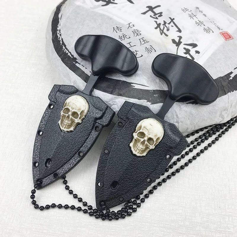 Mini Cuchillo Daga Collar Calavera Tactico Defensa Personal AE58-1
