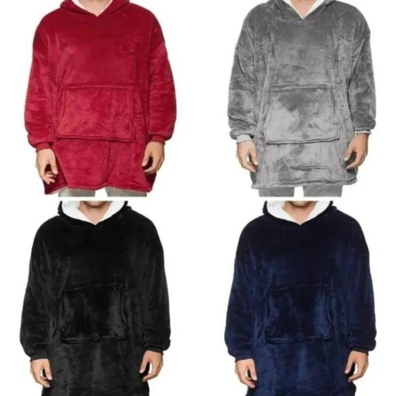 Poleron con Capucha Sherpa  Frazada Manta con Chiporro UNISEX- BURDEO-2