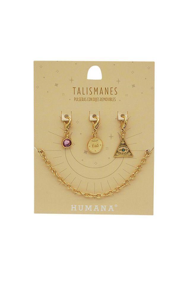 Pulsera Blanda Dorada Talismanes Triangulo Humana-0