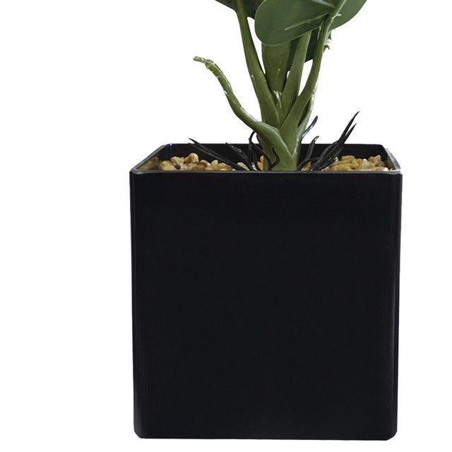 Planta Decorativa Artificial Alocasia en Maceta Negra-1
