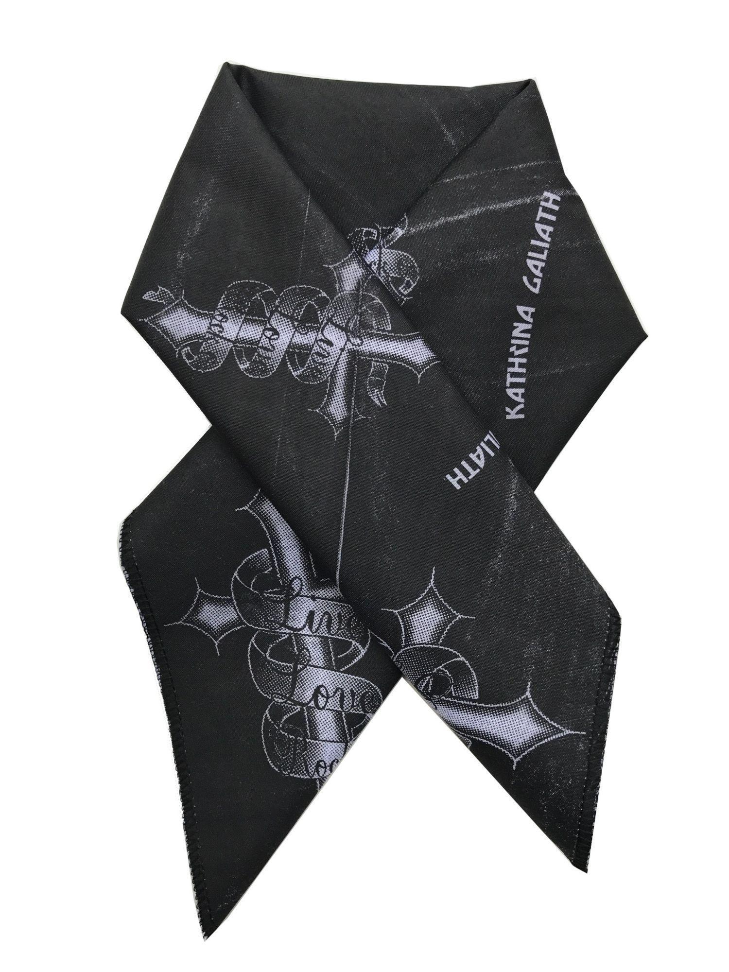 Bandana Negra Estampada Envejecida-2