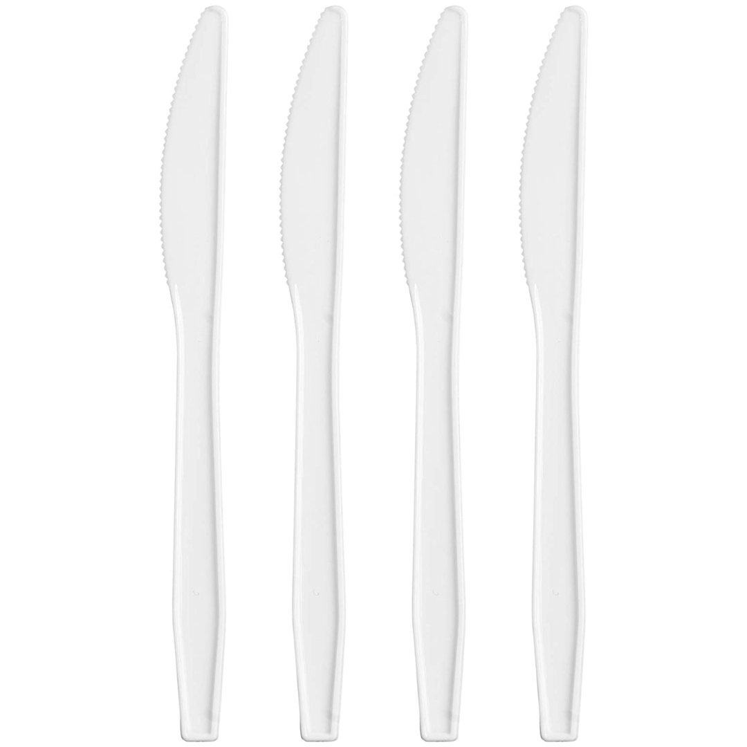 Cuchillos Plasticos Desechables Blancos 100 unidades-0