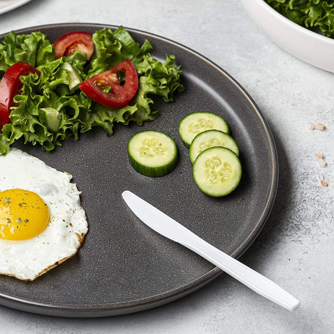 Cuchillos Plasticos Desechables Blancos 100 unidades-2