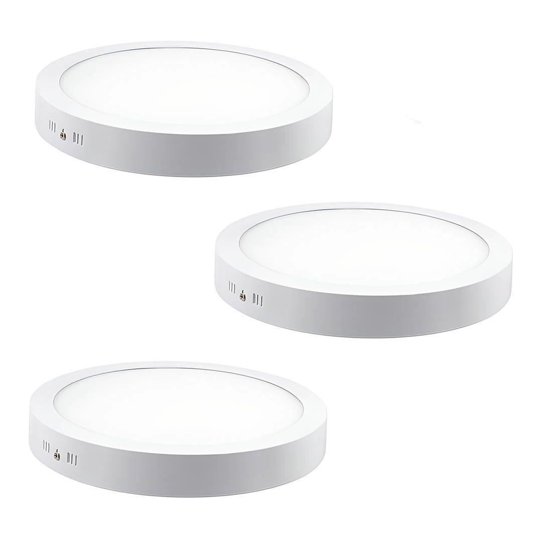 Pack x3 Foco Panel Plafón Led 24w Sobrepuesto Redondo Luz Fria-0