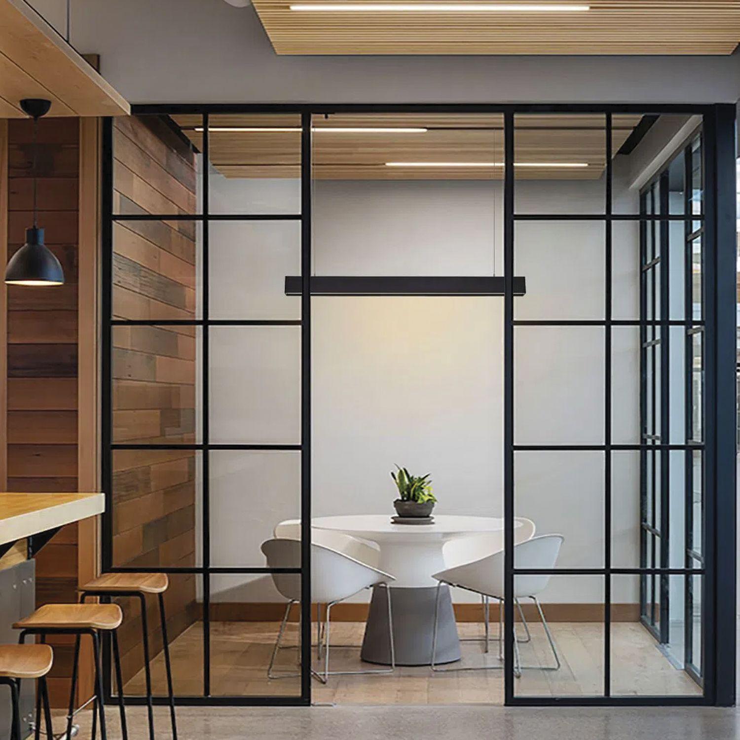 Luminaria Lineal LED 40W Colgante Negro 5075 120cm Cálido-3