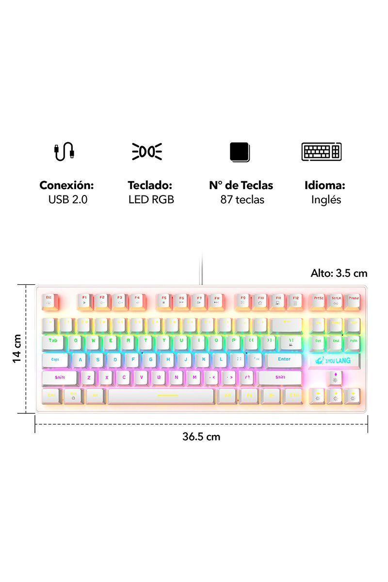 Teclado Mecánico Blue Switch K2 Blanco-1