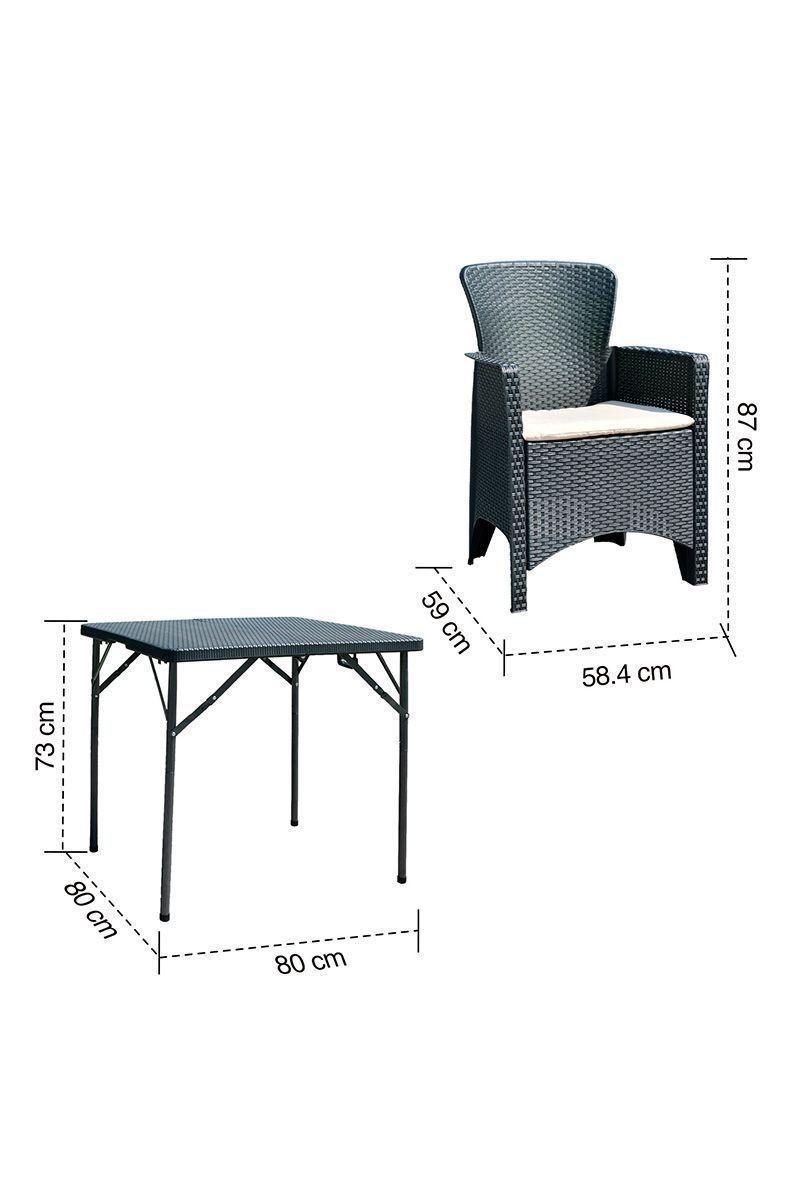 Juego de Comedor para Terraza 73x80x80cm Café-2