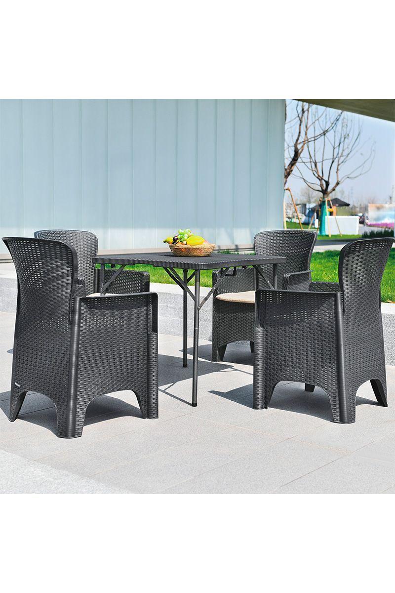 Juego de Comedor para Terraza 73x80x80cm Café-1