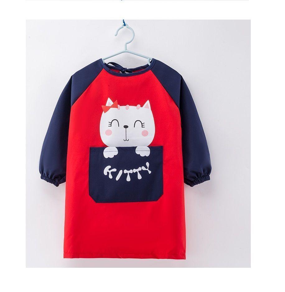 Delantal Manga Larga Con Bolsillo Gatita Niños -0