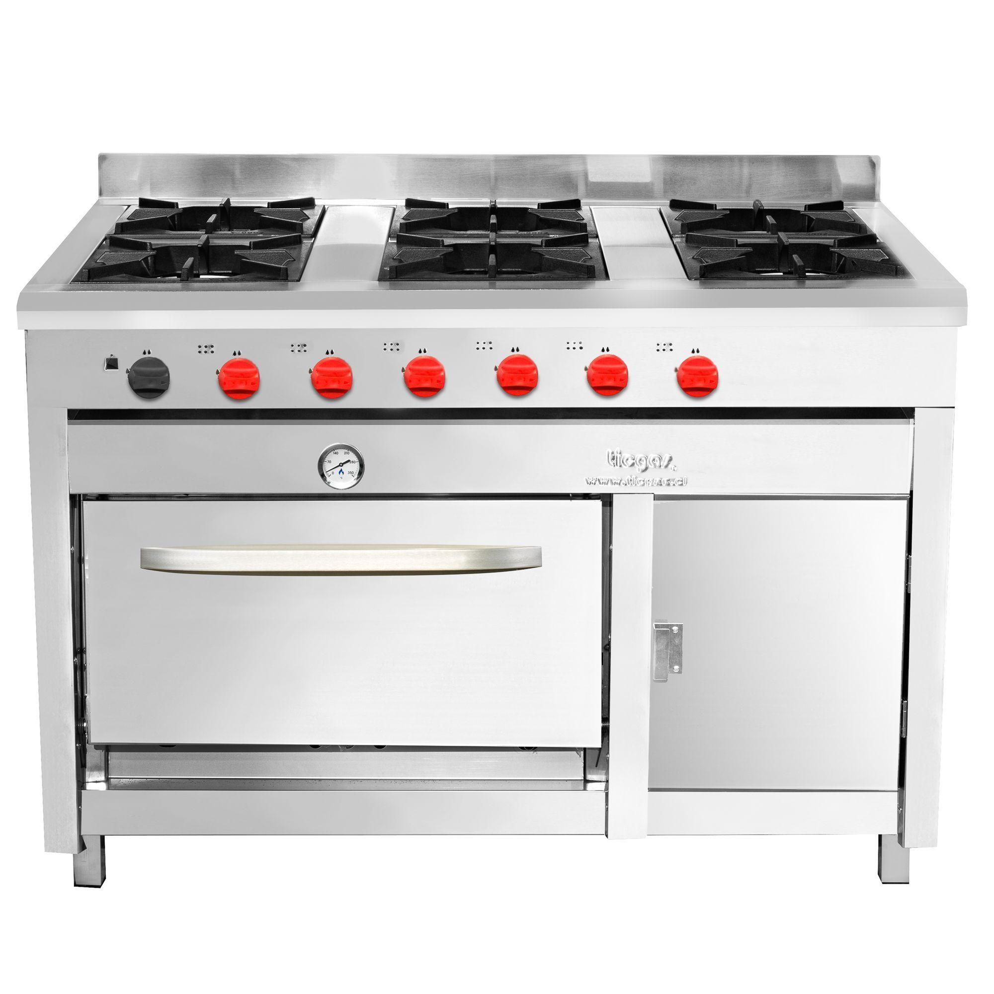 Cocina industrial Ticgas , 6 Platos Acero Inoxidable, gas Natural-1