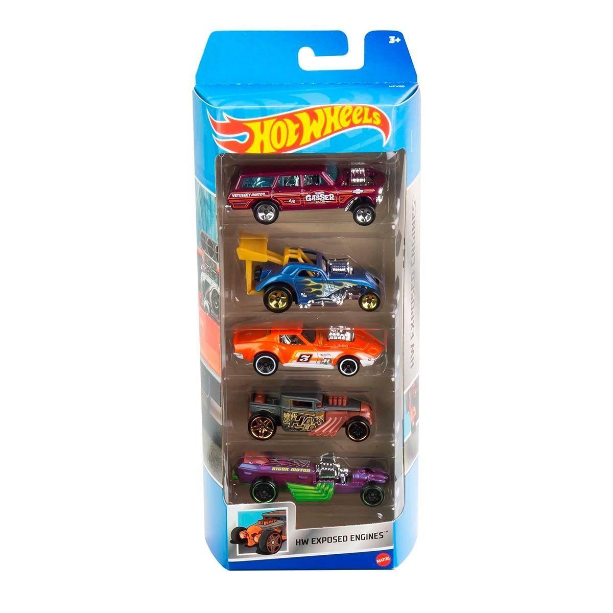 Pack 5 Autos Basicos Hotwheels - Hw Exposed Engines-0