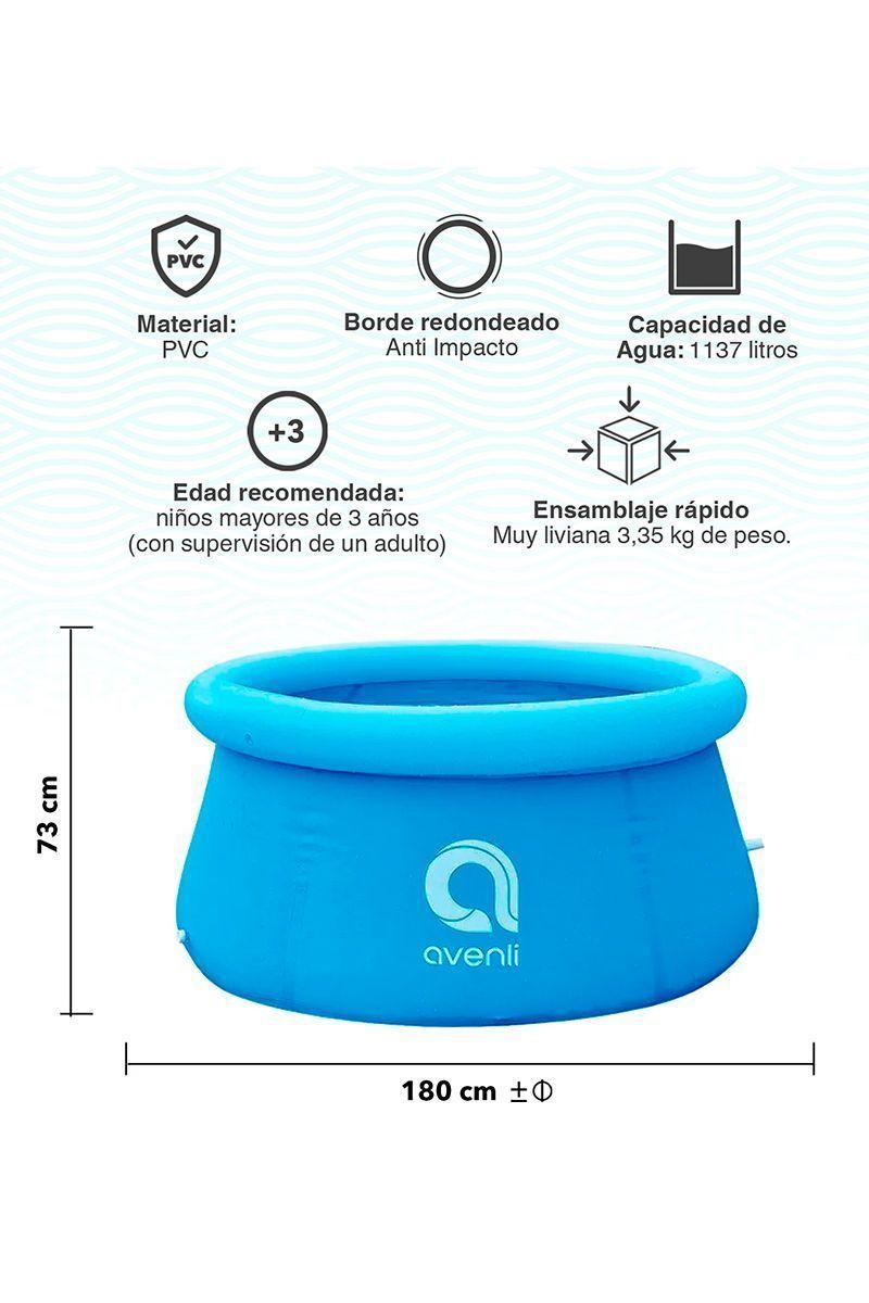 Piscina Inflable Redonda 1137Lts 73cmx180cm Celeste-2