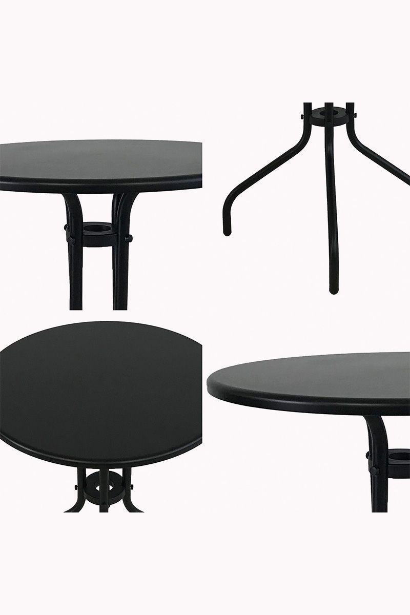 Mesa De Terraza Acero Antideslizante 70x60 cm Negro-4