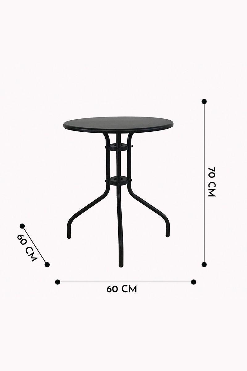 Mesa De Terraza Acero Antideslizante 70x60 cm Negro-2