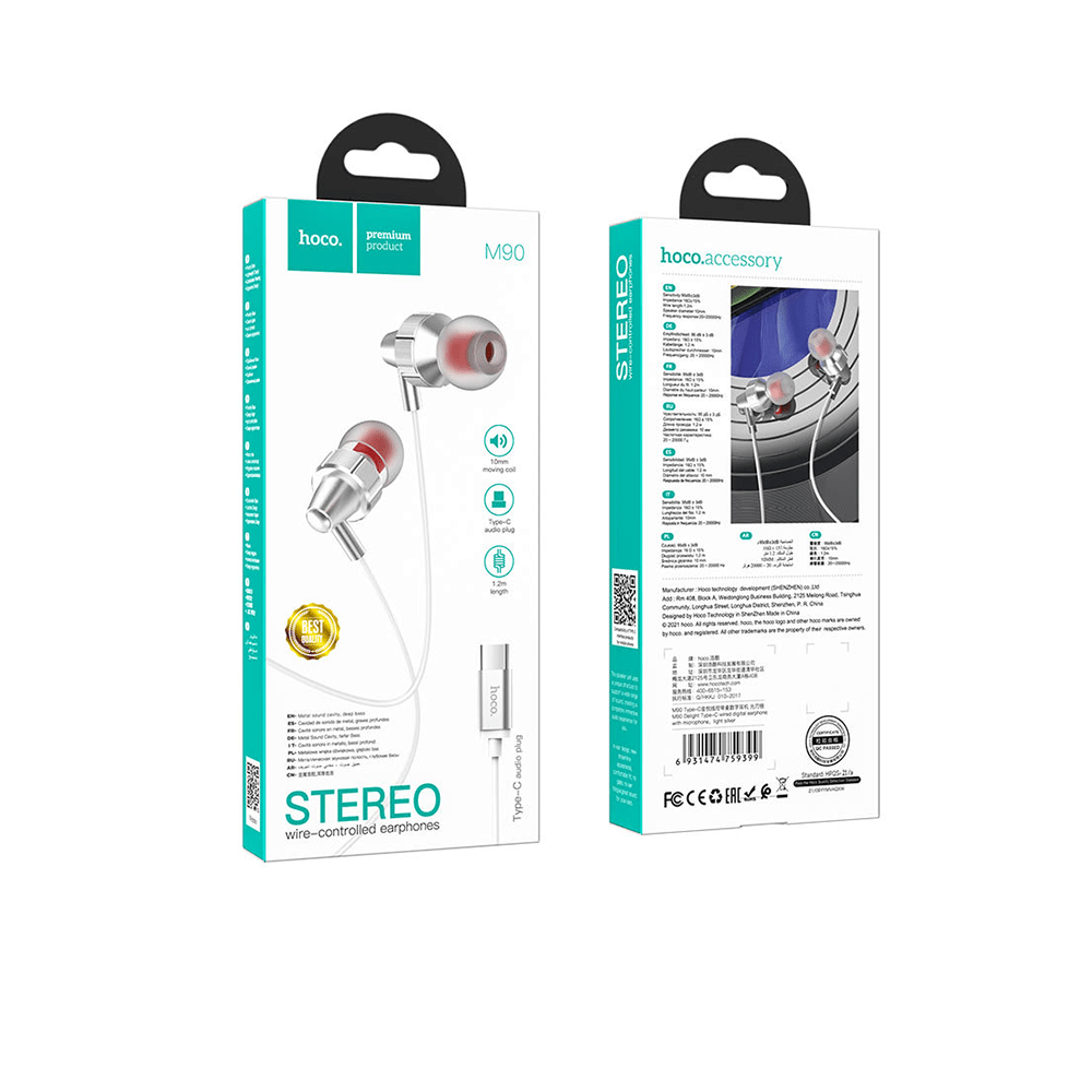 Hoco Audifonos M90 Stereo Tipo C - Blanco-0