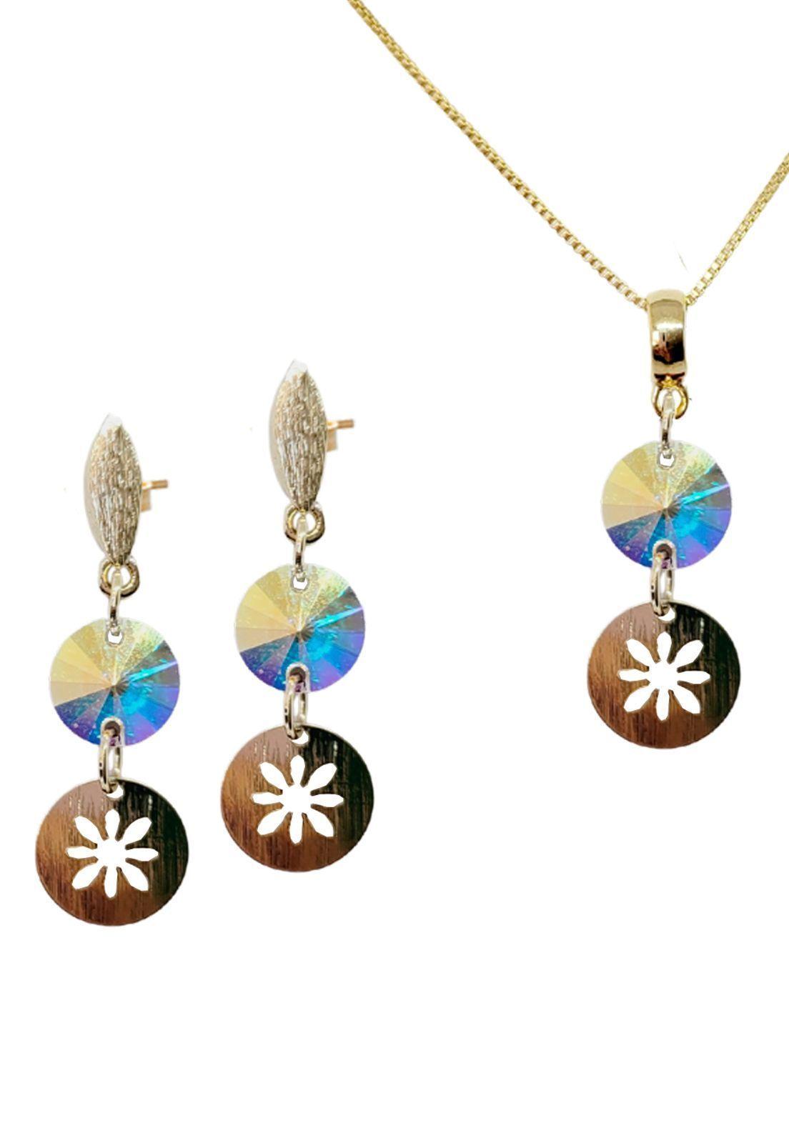 Conjunto Berlin Gold Cristales Genuinos Aurora Boreal -0