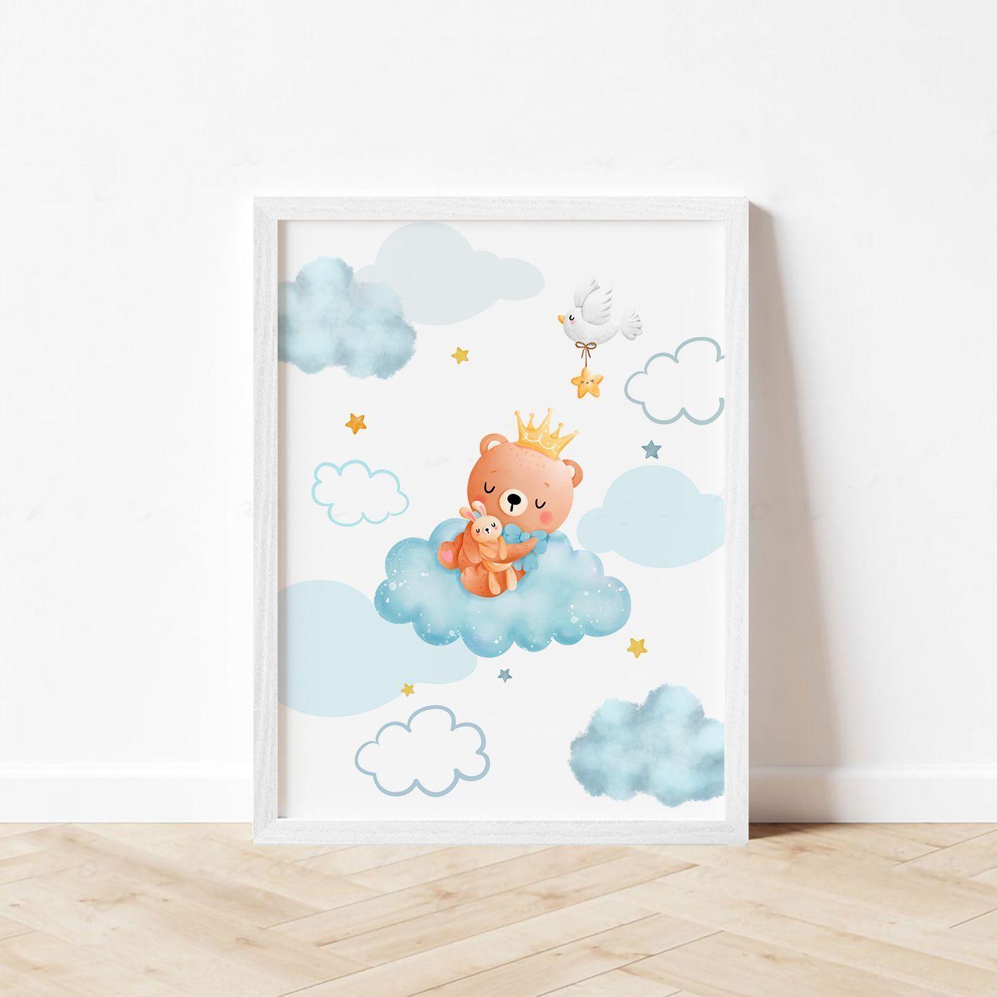 Dúo de cuadros Estrellita y osito de la guarda - Decoración Pajarito-1