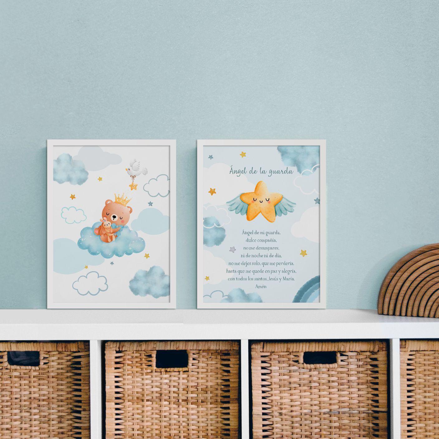 Dúo de cuadros Estrellita y osito de la guarda - Decoración Pajarito-3