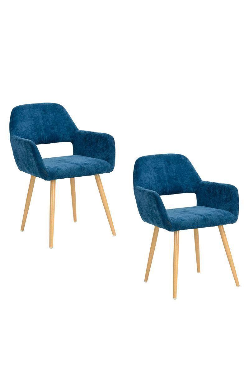 Pack 2 Silla Comedor Cromwell Terciopelo Azul-0