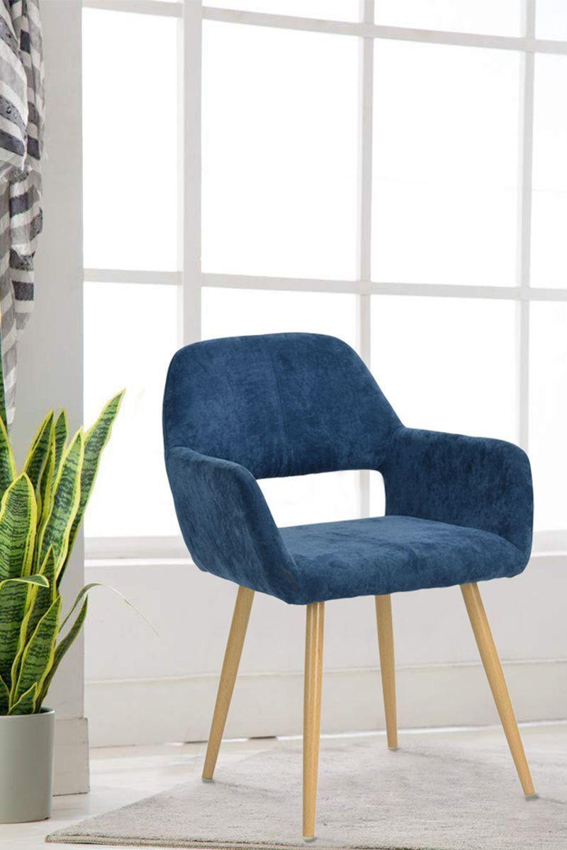 Pack 2 Silla Comedor Cromwell Terciopelo Azul-5