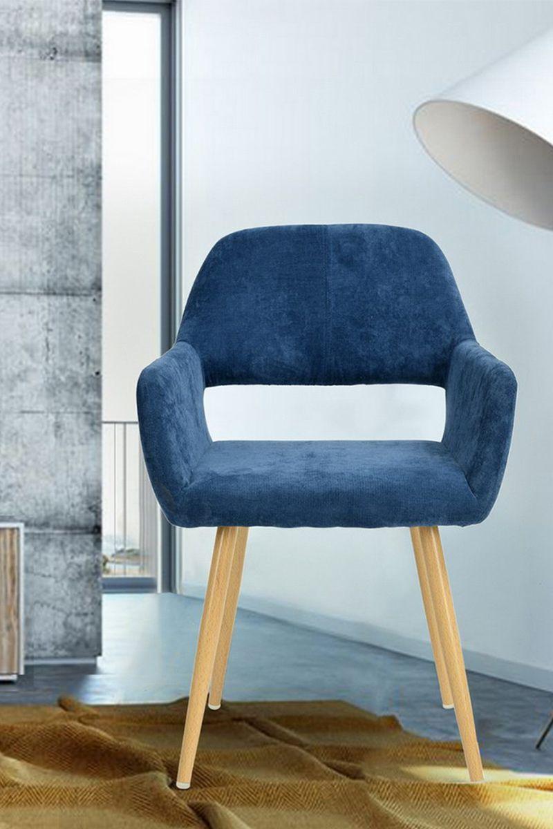 Pack 2 Silla Comedor Cromwell Terciopelo Azul-1