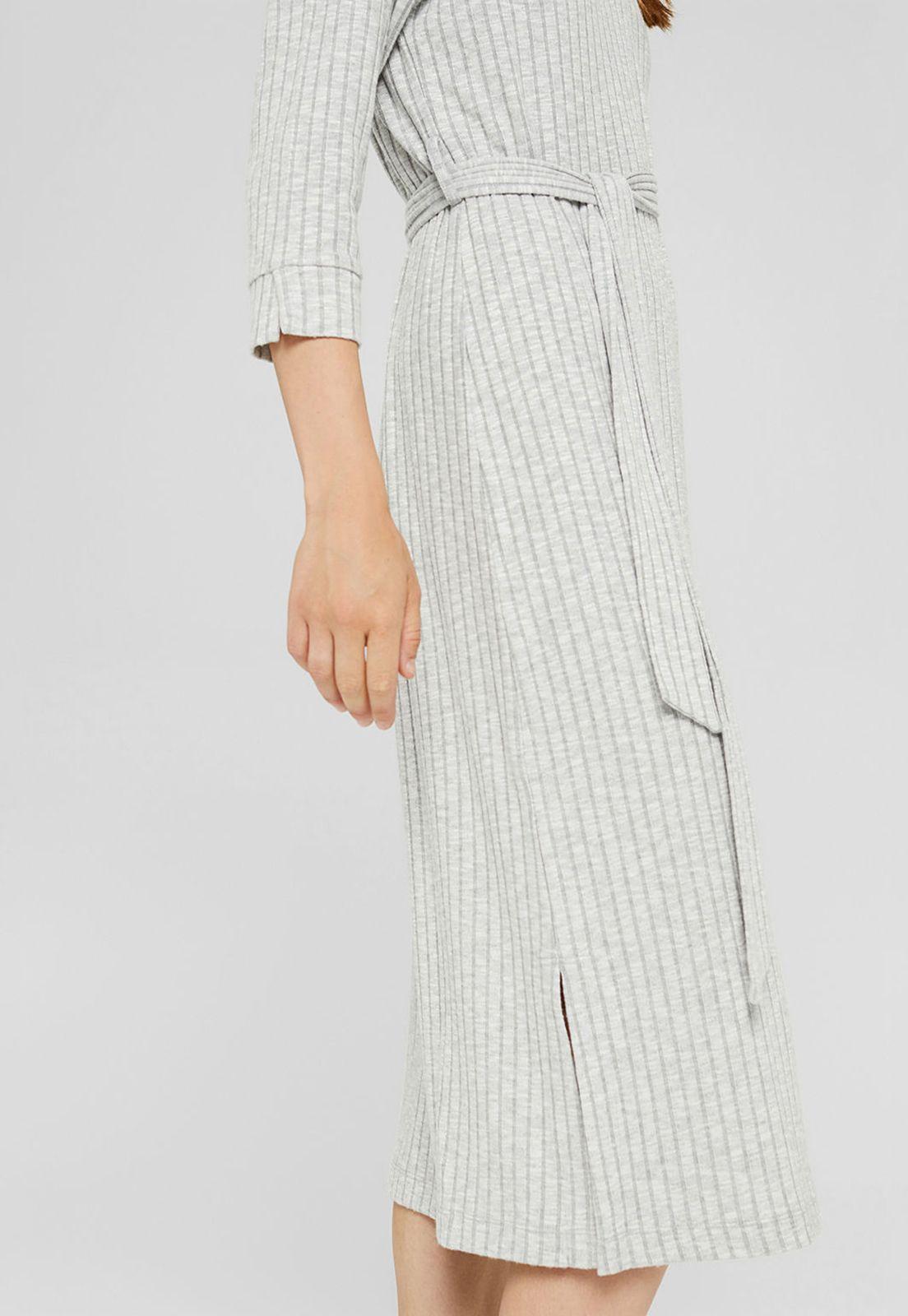 Vestido Midi Manga 3/4 Con Textura Esprit-2