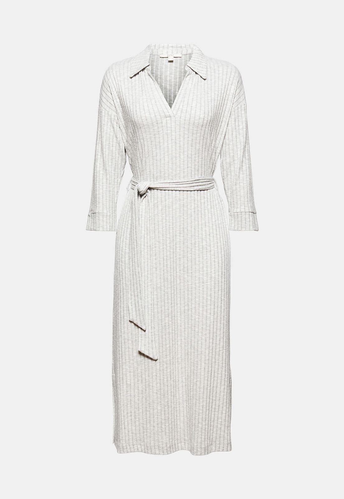 Vestido Midi Manga 3/4 Con Textura Esprit-3