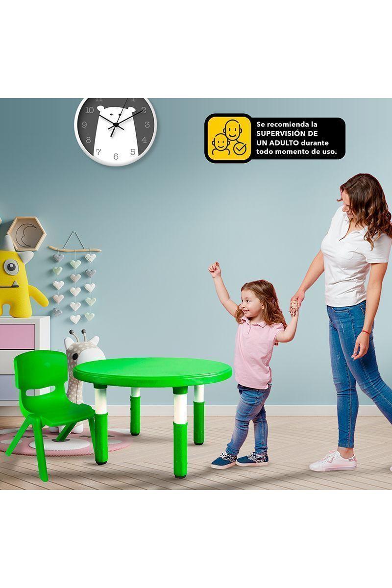 Pack Mesa Redonda Infantil con 4 Sillas Verde-5