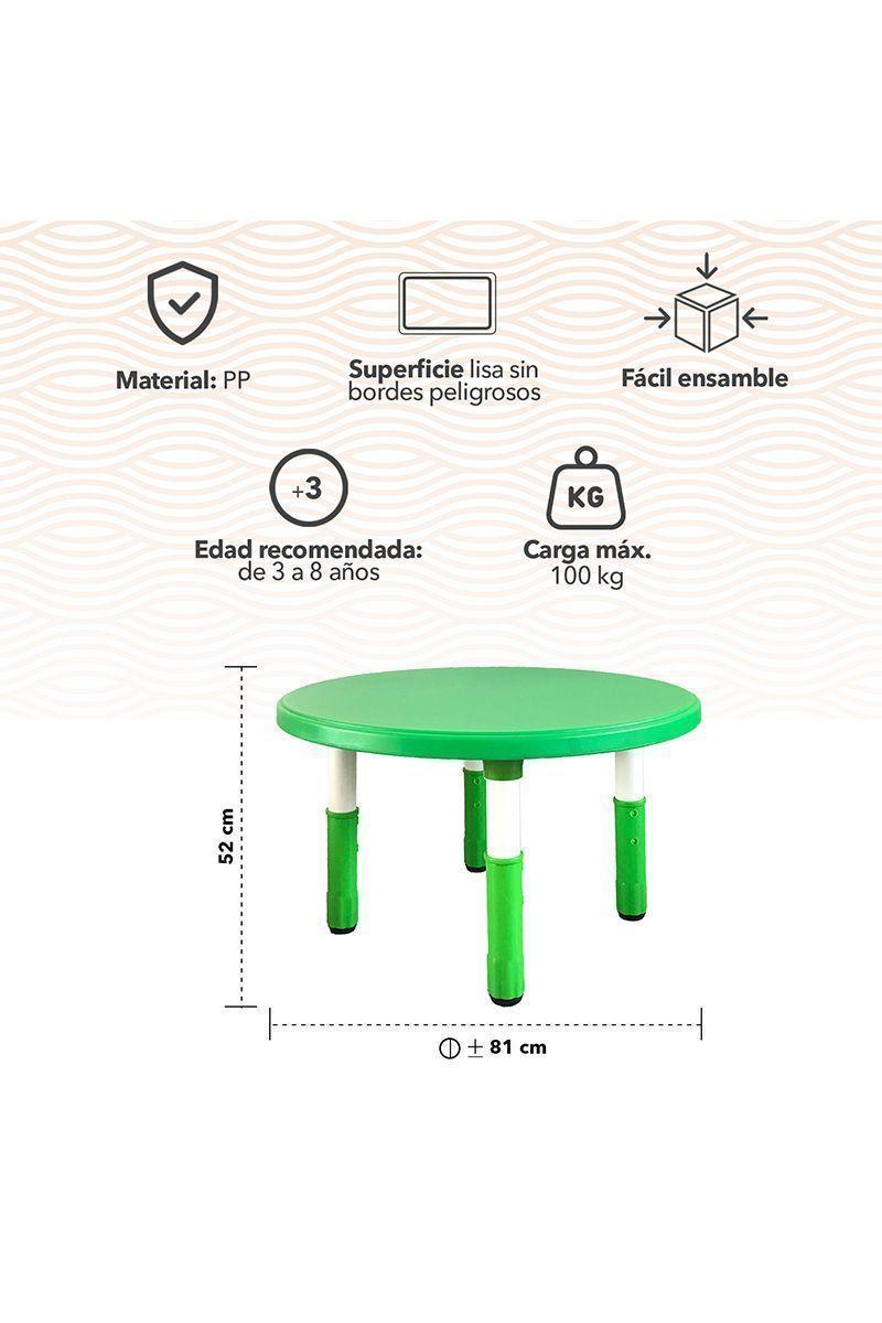 Pack Mesa Redonda Infantil con 4 Sillas Verde-3