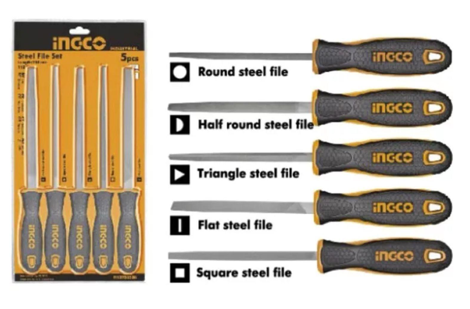 Set Juego De 5 Limas Ingco 8 Pulgadas Acero Indust-5