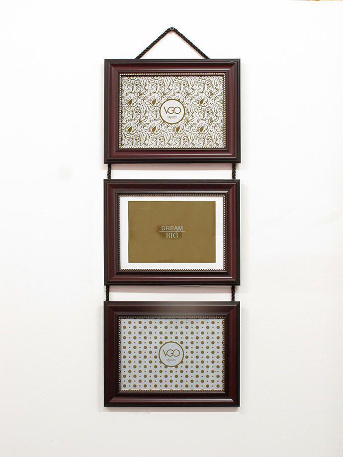 Marco Triple plástico con puntitos Marron 13x18 cm / 3F-0