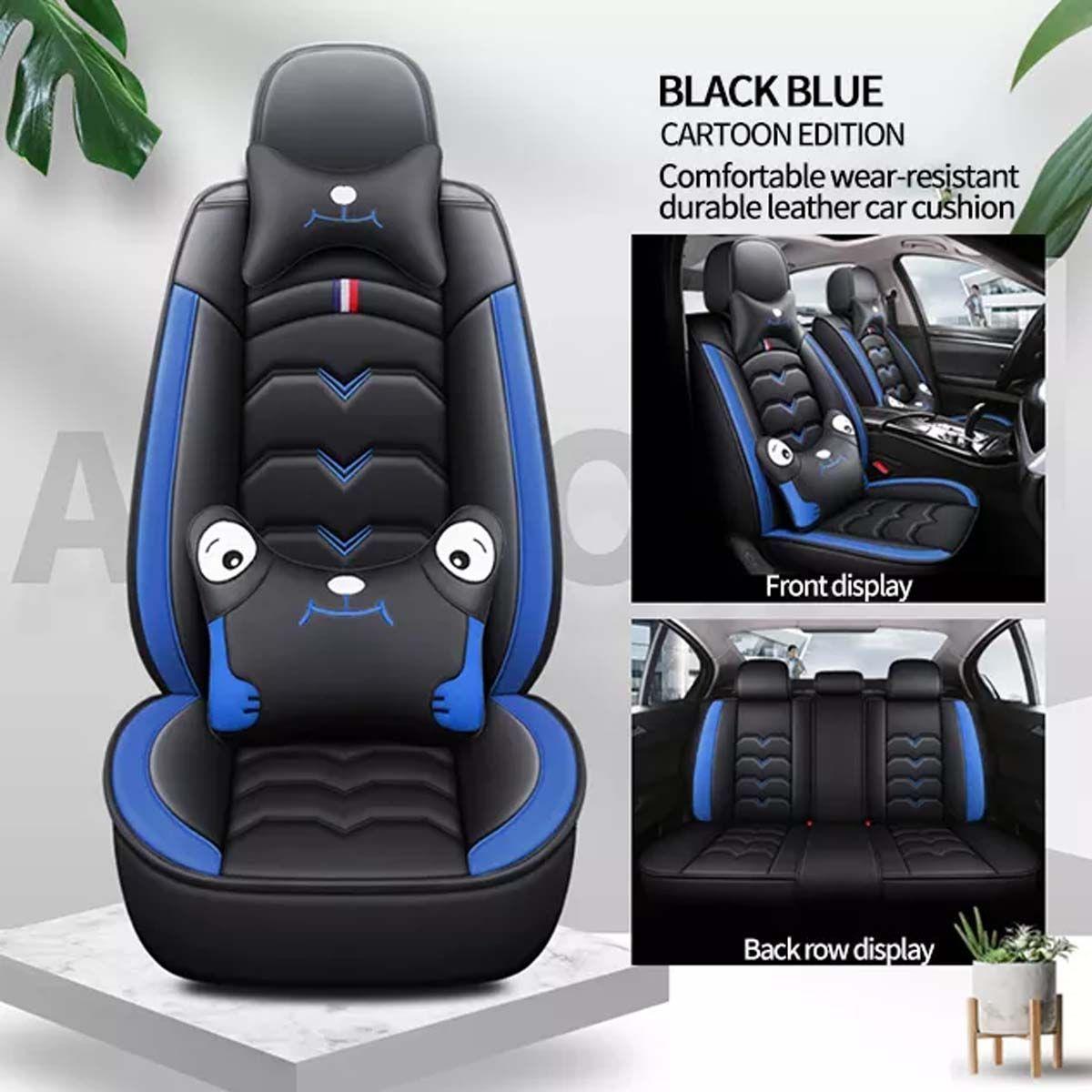 Funda De Asiento De Auto Luxury, Negro Y Azul (caricatura)-2