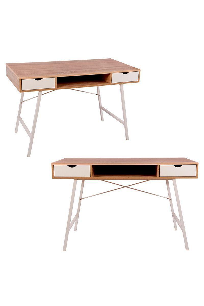 Escritorio Vintage con Dos Gavetas Beige-3
