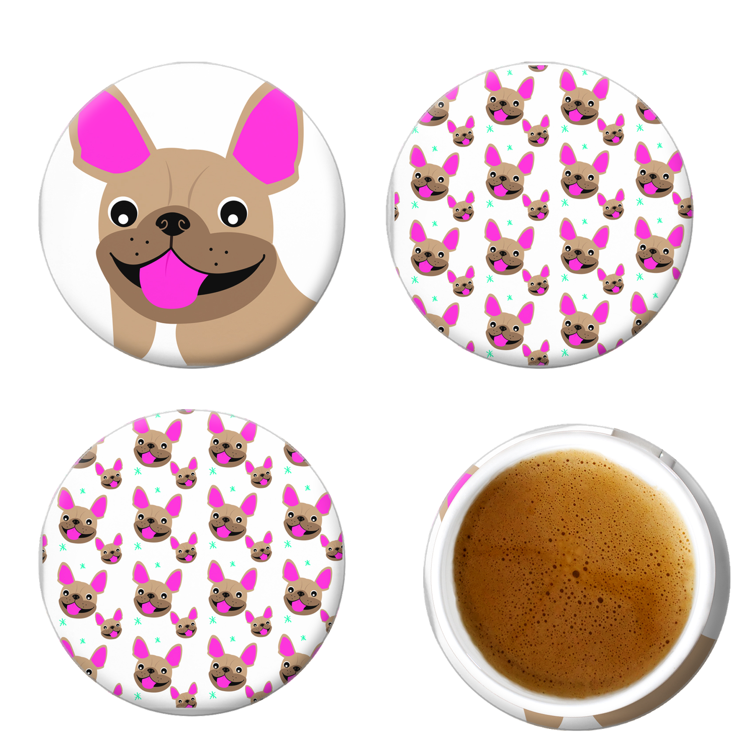 Posavasos Redondo Petlover Bull Dog Frances negro-1