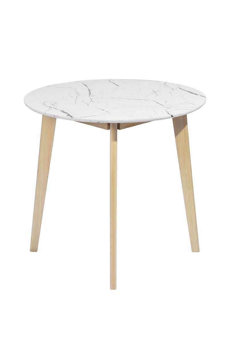 Mesa de Comedor Redonda con Patas de Pino Blanco-0